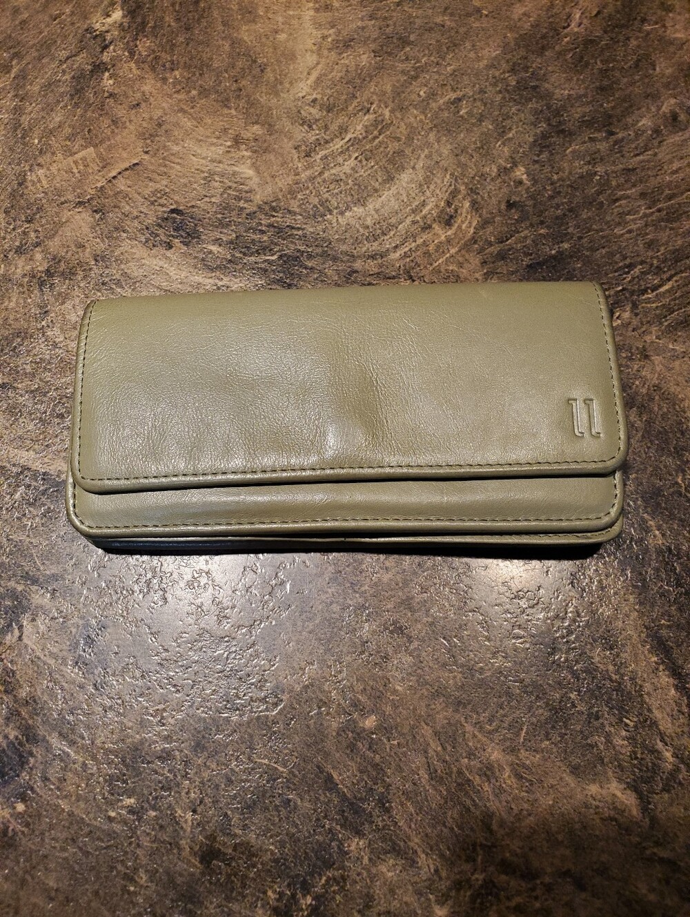 Eleven Olive Green Leather Trifold Wallet - Women's